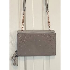 Beautiful Gianni Bini Purse Crossbody Gray Studded